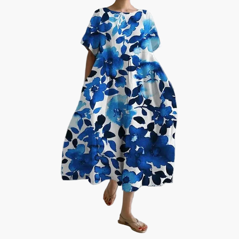Damen Oversize Sommerkleid mit Blumenmuster – Freizeit Boho Look, Komfort & Style
