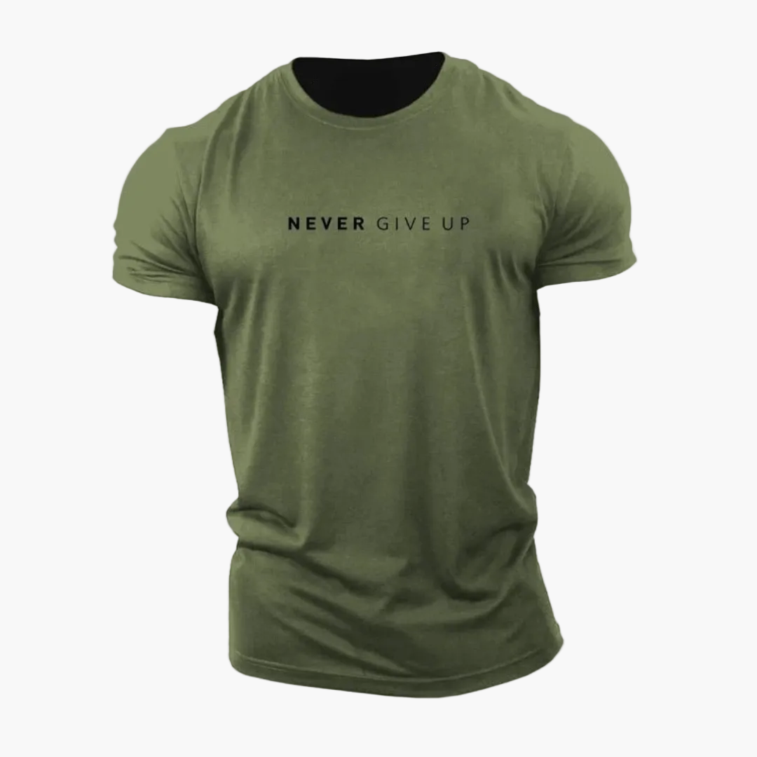 Herren Motiv T-Shirt "Never Give Up" – Motivationsshirt für Alltag & Sport