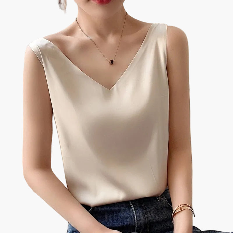 Damen Top mit V-Ausschnitt – Eleganter, Minimalistischer Style für Alltag und Büro