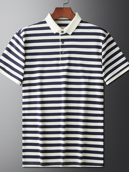 Herren Poloshirt mit klassischem Streifenmuster – Kurzarm, maritimer Look, eleganter Freizeitstil