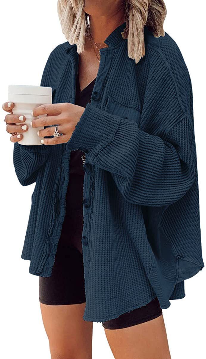 Stephanie – Damen Hemdjacke mit Reverskragen und langen Ärmeln