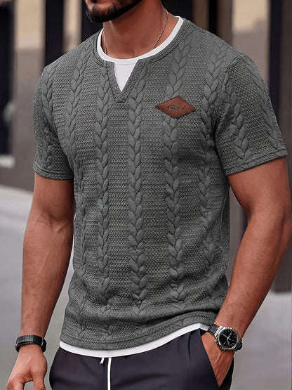 Herren Strick-T-Shirt mit Zopfmuster – Modisches Freizeitshirt für Alltag und Wochenende