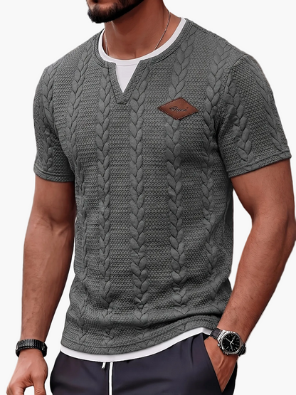 Herren Strick-T-Shirt mit Zopfmuster – Modisches Freizeitshirt für Alltag und Wochenende