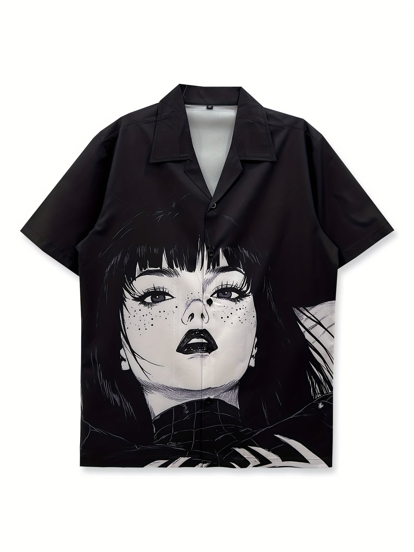 Herren Anime Streetwear Hemd mit Grafikdruck – Künstlerisches Kurzarm Freizeithemd