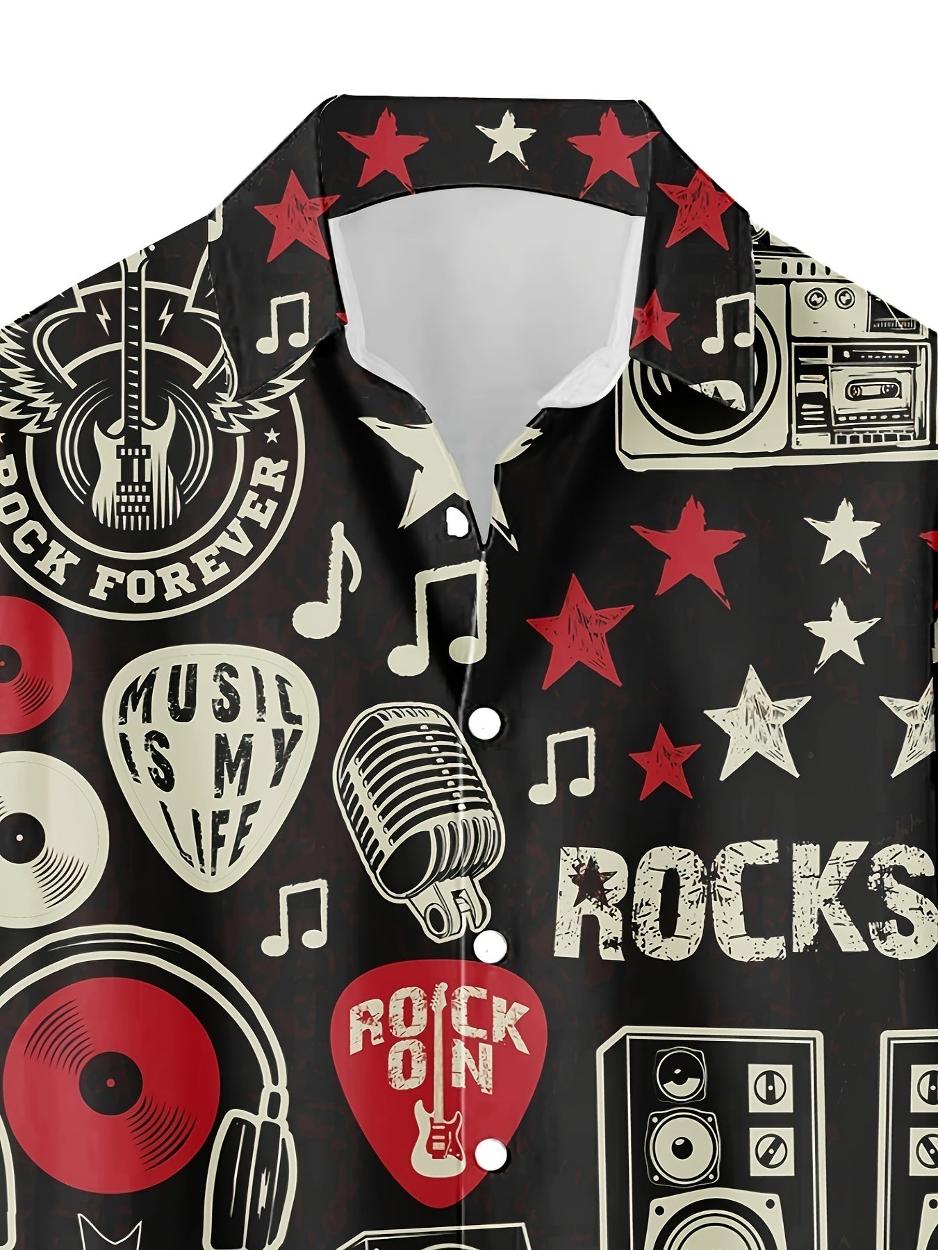 Herren Rock Musik Kurzarm Hemd – Trendiges Festival & Konzert Outfit, Musikthema, Lockerer Schnitt