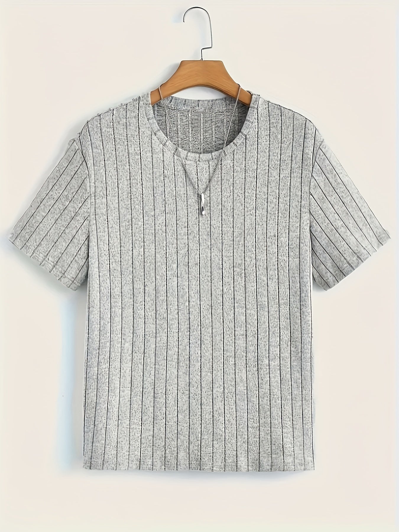 Herren T-Shirt mit vertikalem Rippendesign – Modernes Kurzarm Basic für stilvolle Outfits