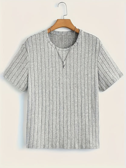 Herren T-Shirt mit vertikalem Rippendesign – Modernes Kurzarm Basic für stilvolle Outfits