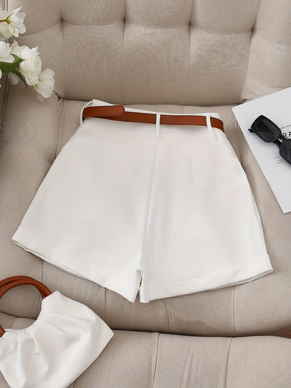 Damen Elegante High-Waist Shorts mit Gürtel – Perfekt für Alltag & Büro
