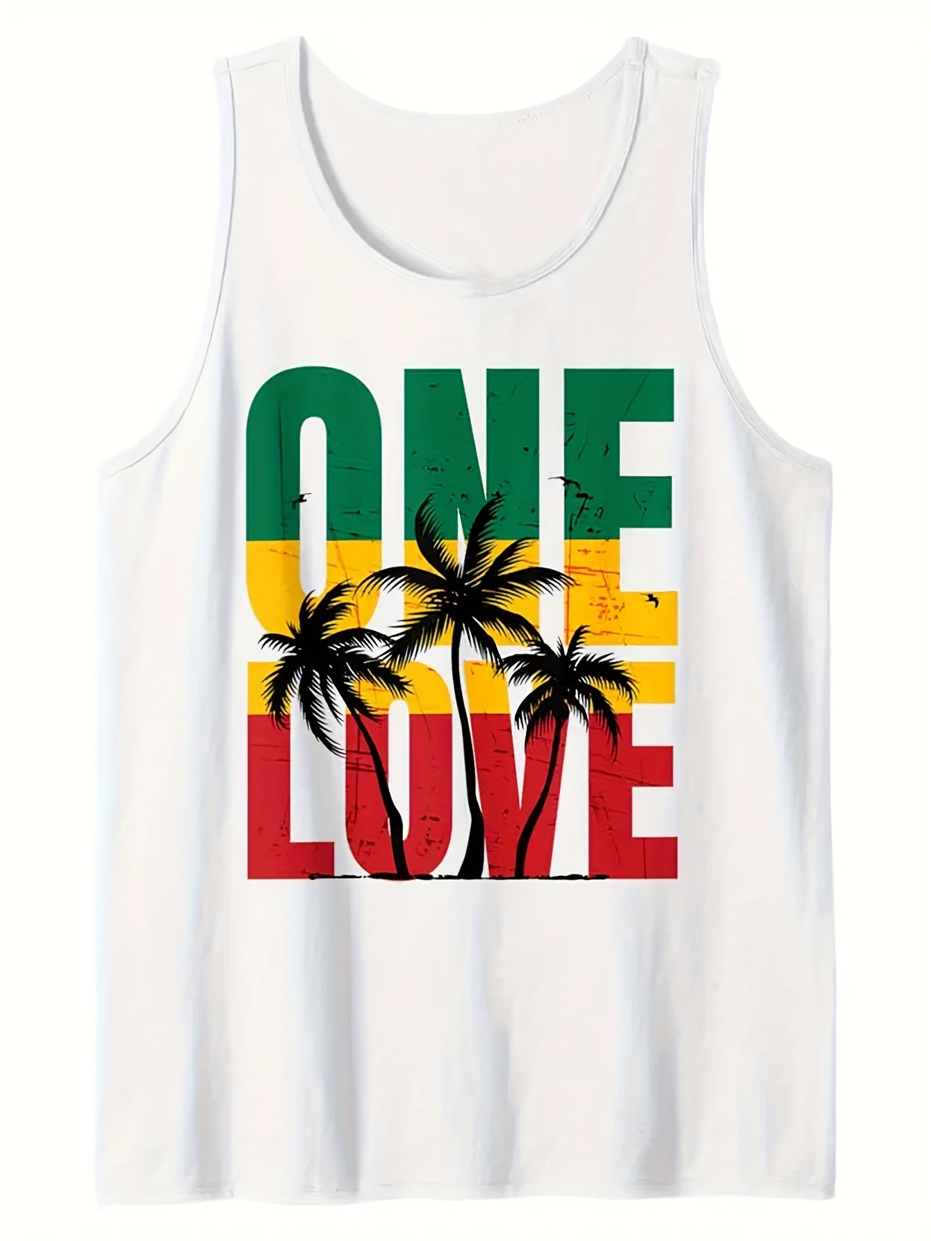 Herren Tanktop One Love Reggae Style mit Palmen – Sommerliches Freizeitshirt