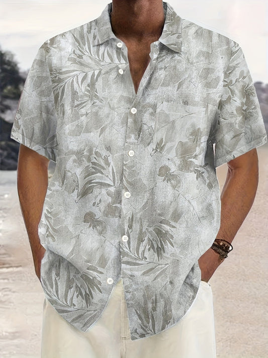 Herren Freizeithemd mit botanischem Print – Perfekt für Urlaub und Sommer