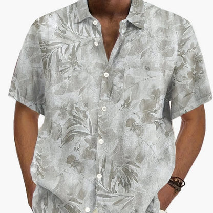 Herren Freizeithemd mit botanischem Print – Perfekt für Urlaub und Sommer
