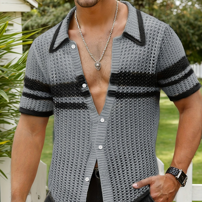 Herren Strick-Poloshirt im Retro-Look für Freizeit und Urlaub