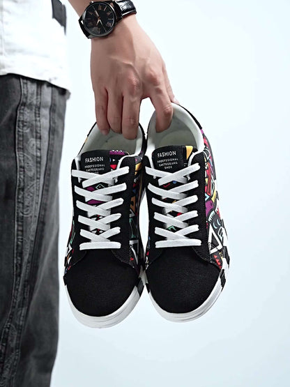 Herren Sneaker mit geometrischem Muster – Modische Freizeitschuhe für Outdoor & Alltag