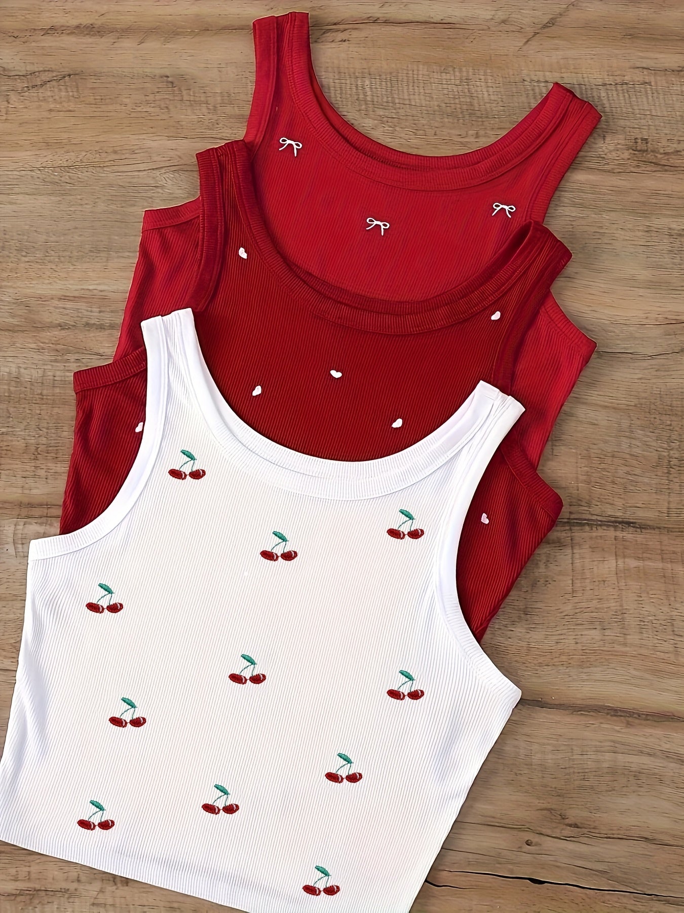 Damen Crop Top mit Kirsch-Stickerei – Sommer Streetstyle Freizeit Oberteil