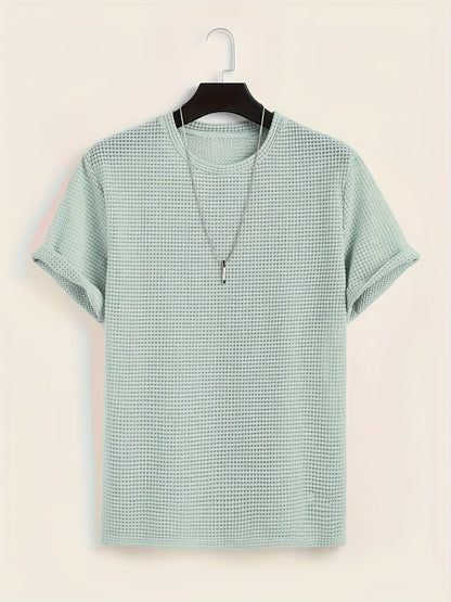 Herren T-Shirt mit modernem Mesh-Design und lässigem Schnitt – Perfekt für Sommer, Urlaub & Freizeit