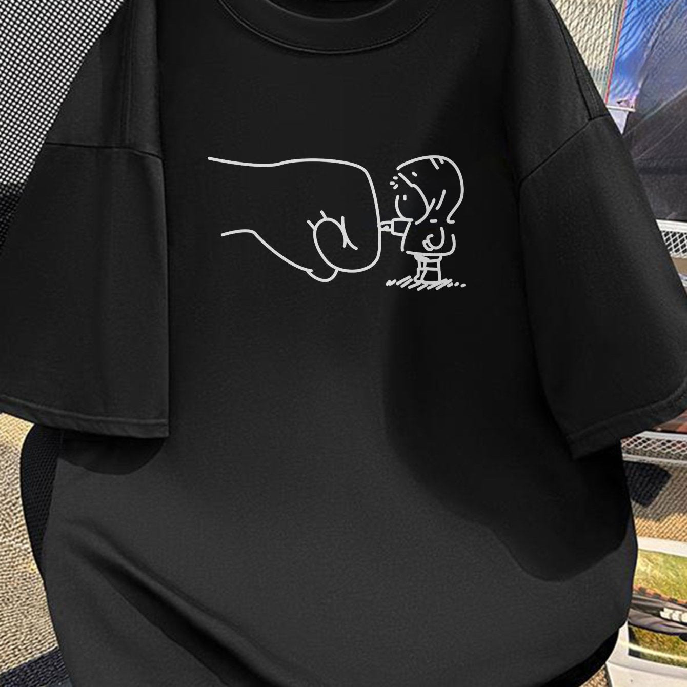 Herren Oversize T-Shirt mit lustigem Fistbump-Print – Urban Streetwear Style
