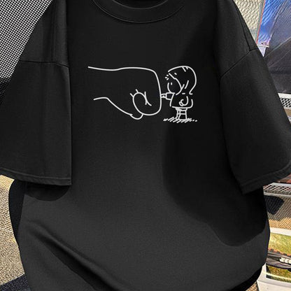 Herren Oversize T-Shirt mit lustigem Fistbump-Print – Urban Streetwear Style