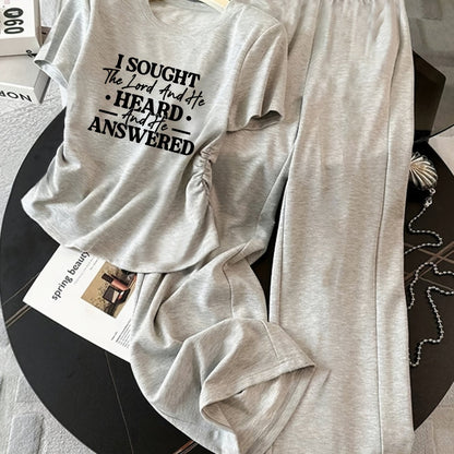 Damen Zweiteiler Set mit Schleifen-Detail – Freizeit & Loungewear Outfit