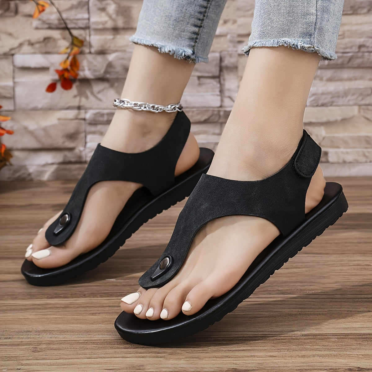 Damen Zehenschlaufen-Sandalen Modern Freizeitstil Bequem