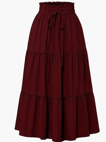 Damen Maxirock mit hoher Taille und Stufen-Design – Eleganter Freizeitrock für Frühling und Sommer