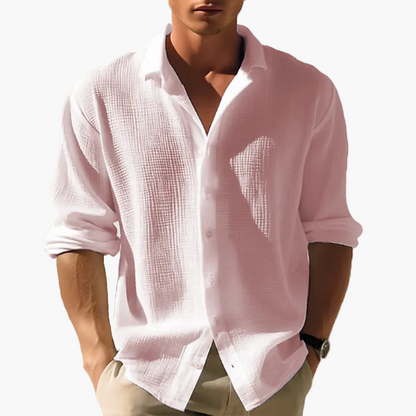 Herren Leichtes Freizeit Langarmhemd – Sommer Button-Down Hemd für Alltag und Urlaub