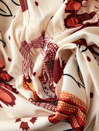 Damen Maxikleid mit Halterneck und Boho-Blumenprint – Elegantes Sommerkleid für Urlaub und Freizeit