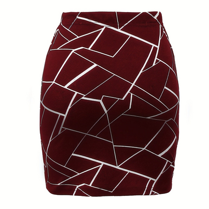 Damen Minirock mit geometrischem Muster für stilvolle Outfits und Büro-Looks