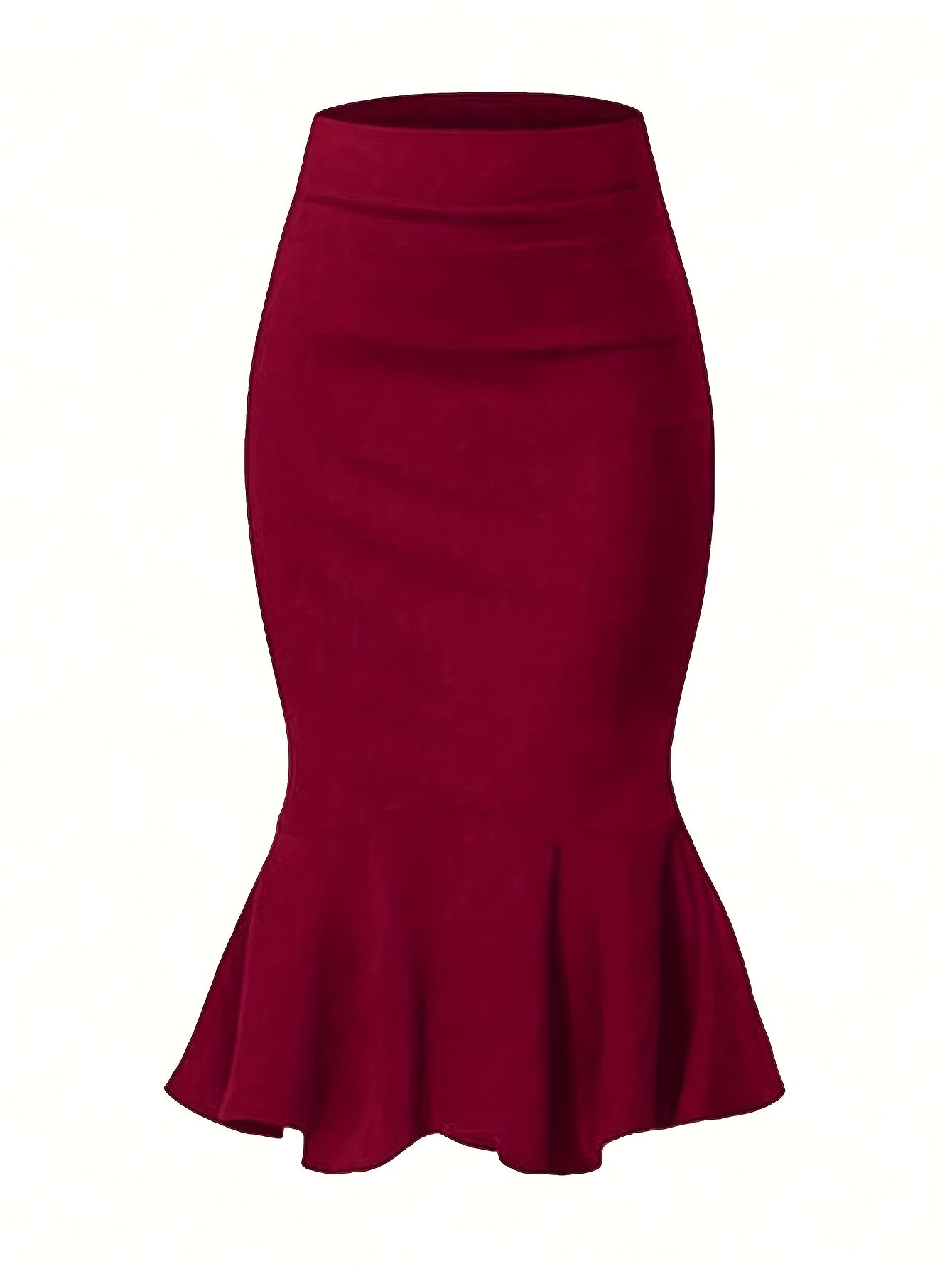 Damen Eleganter Fishtail-Bleistiftrock mit Rüschen – Büro & Anlassmode