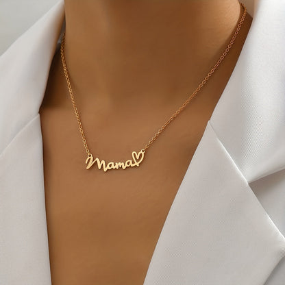 Damen Halskette Mama Herz Schriftzug – Elegante Statementkette zum Muttertag, Geschenk für Mütter