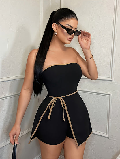 Damen Einteiler Jumpsuit Bandeau Elegant Party Abendmode
