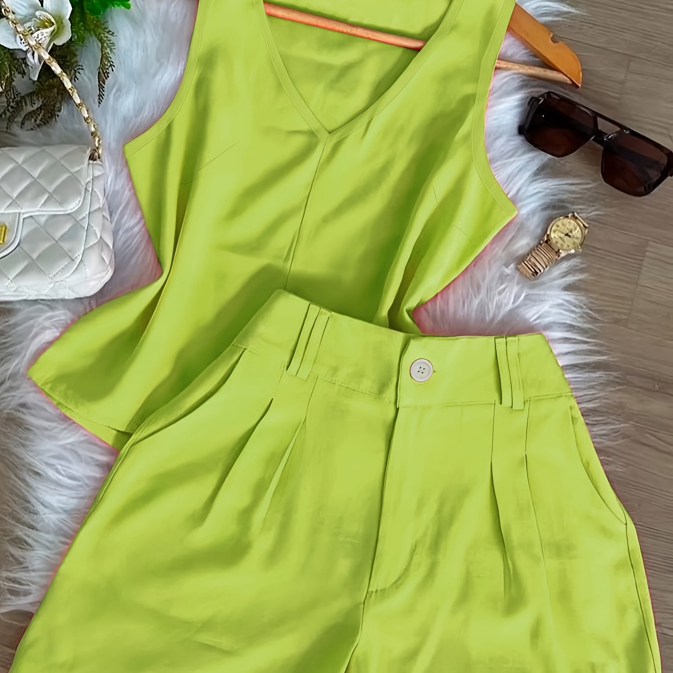 Damen Sommer Set – Elegantes ärmelloses Top und High-Waist Shorts, Casual Chic für Alltag & Urlaub