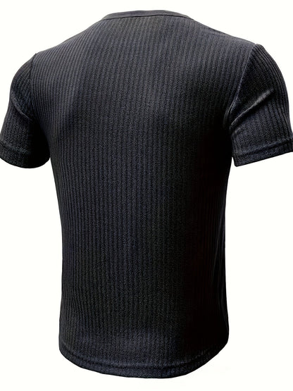 Herren Henley T-Shirt mit Knopfleiste – Lässiges Rippenmuster, Kurzarm, Alltag & Freizeit