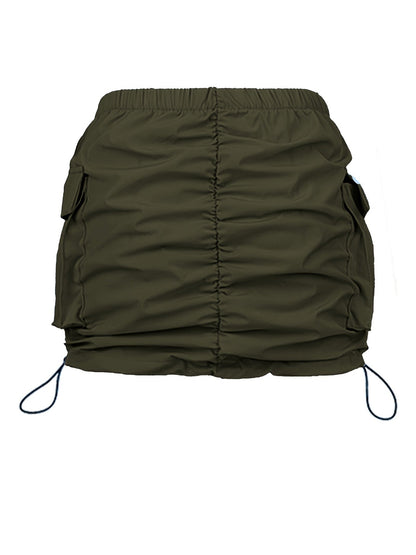 Damen Utility Minirock mit Kordelzug und Cargo-Taschen – Moderner Streetstyle