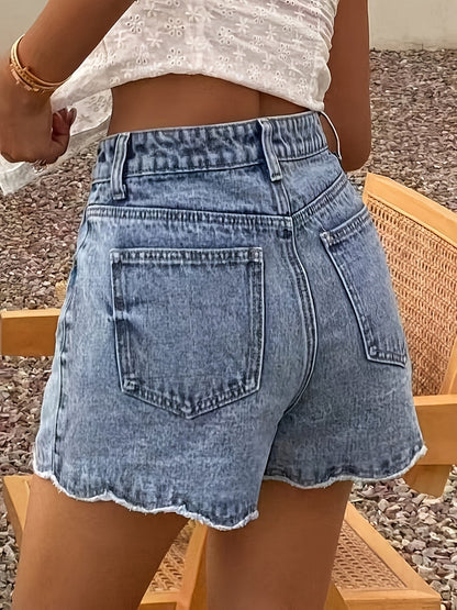 Damen Jeansshorts mit Wellensaum – Sommer, Casual, Modisch