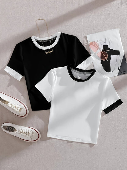 Unisex Kontrast-T-Shirts im modernen Casual-Look – Ideal für Alltag und Freizeit
