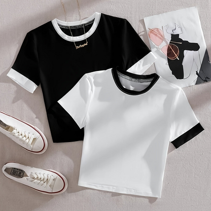 Unisex Kontrast-T-Shirts im modernen Casual-Look – Ideal für Alltag und Freizeit