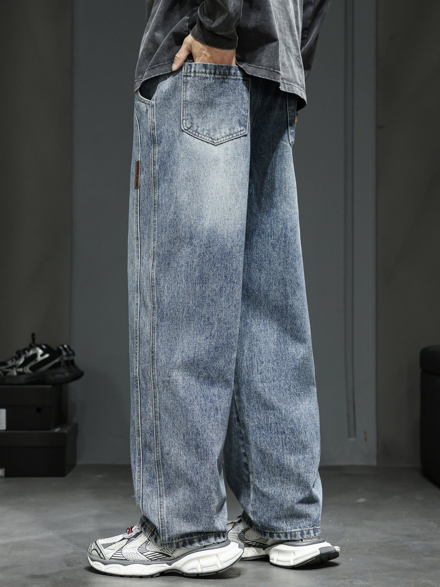 Herren Baggy Jeans im Urban Streetwear Stil – Weite Passform für Freizeit & Alltag
