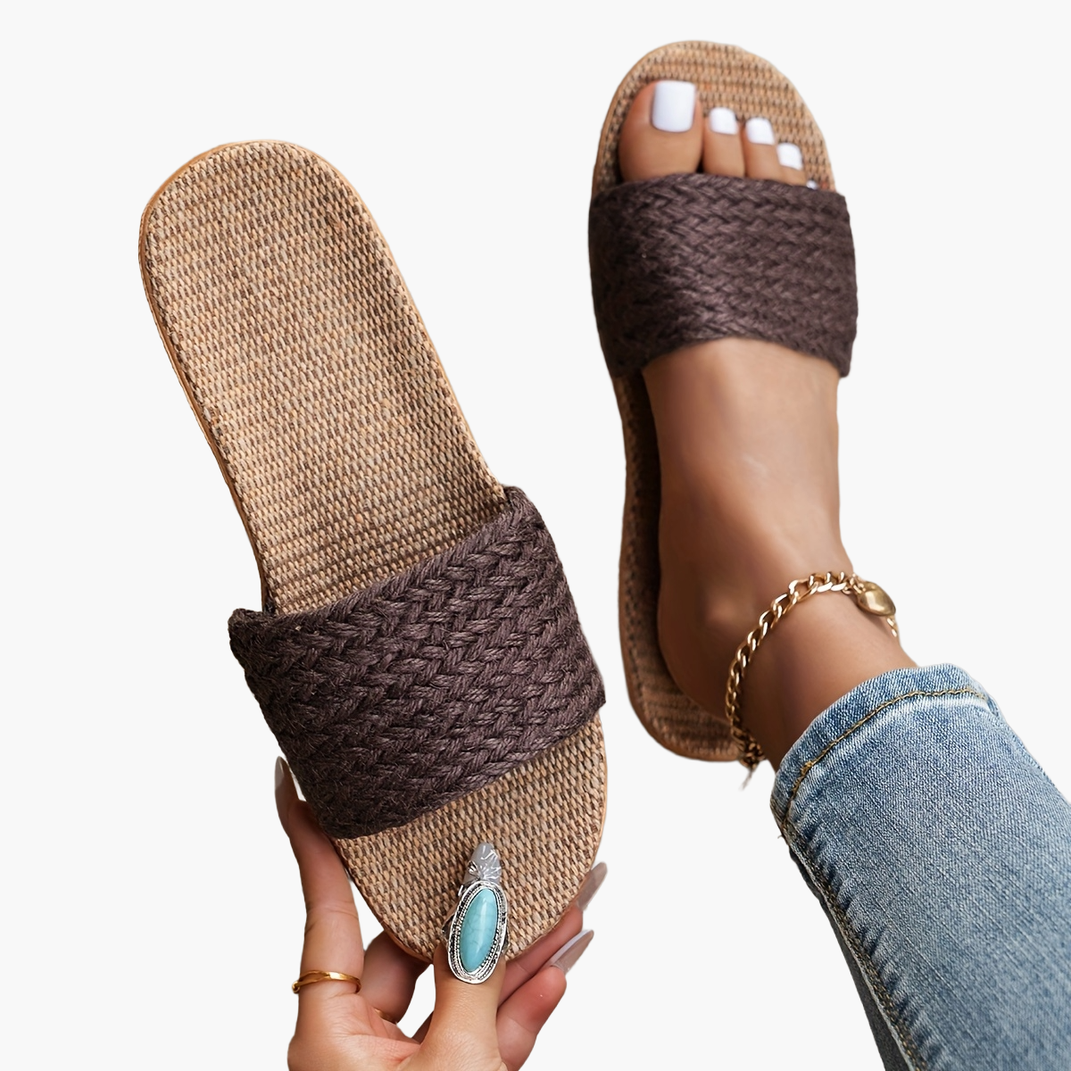 Damen Komfort-Slipper Sandalen für den Sommer – Bequeme Freizeitschuhe mit offenem Zehenbereich
