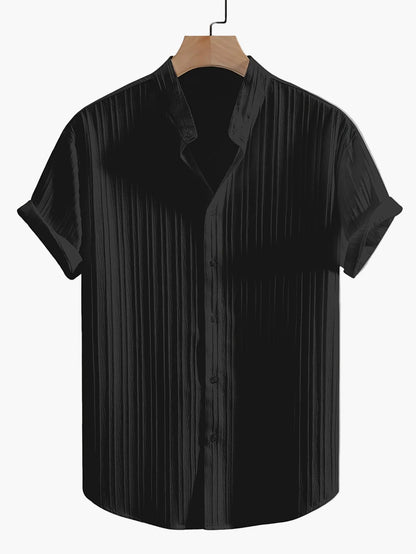 Herren Kurzarm Stehkragen Freizeithemd für Sommer – Modernes, Luftiges Design