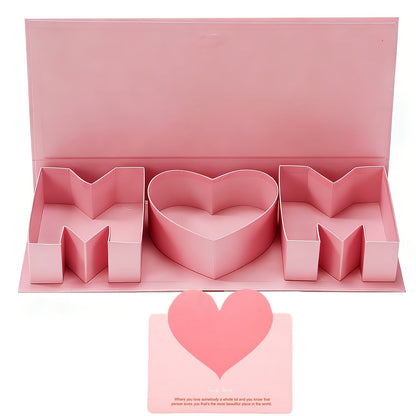 Geschenkbox Muttertag Deko Herz & Buchstaben – Elegante Präsentationsbox für Frauen, Muttertagsgeschenk, Dekoration