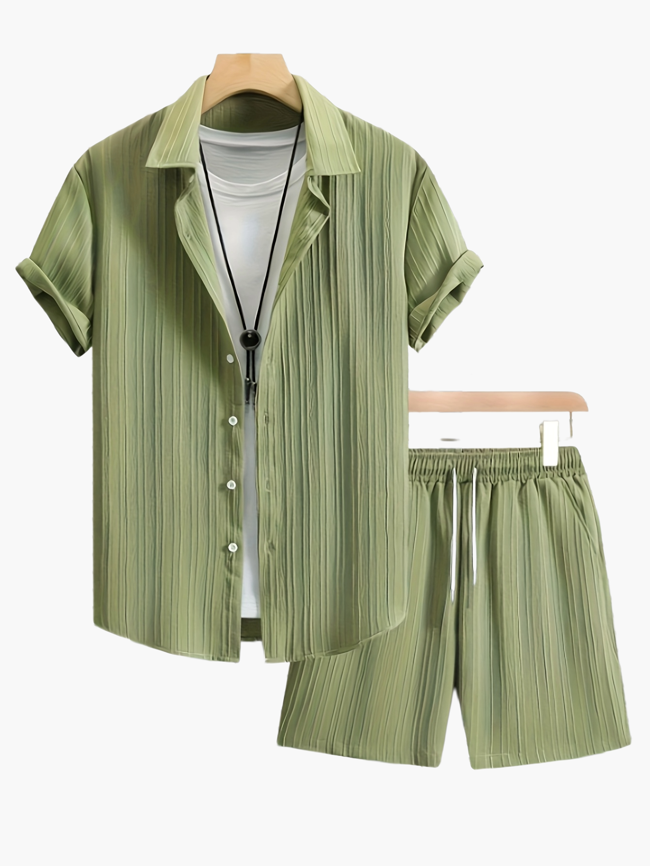 Herren Freizeit Set – Kurzarm Hemd und Shorts, Moderner Sommer Look, Sportlich und Lässig