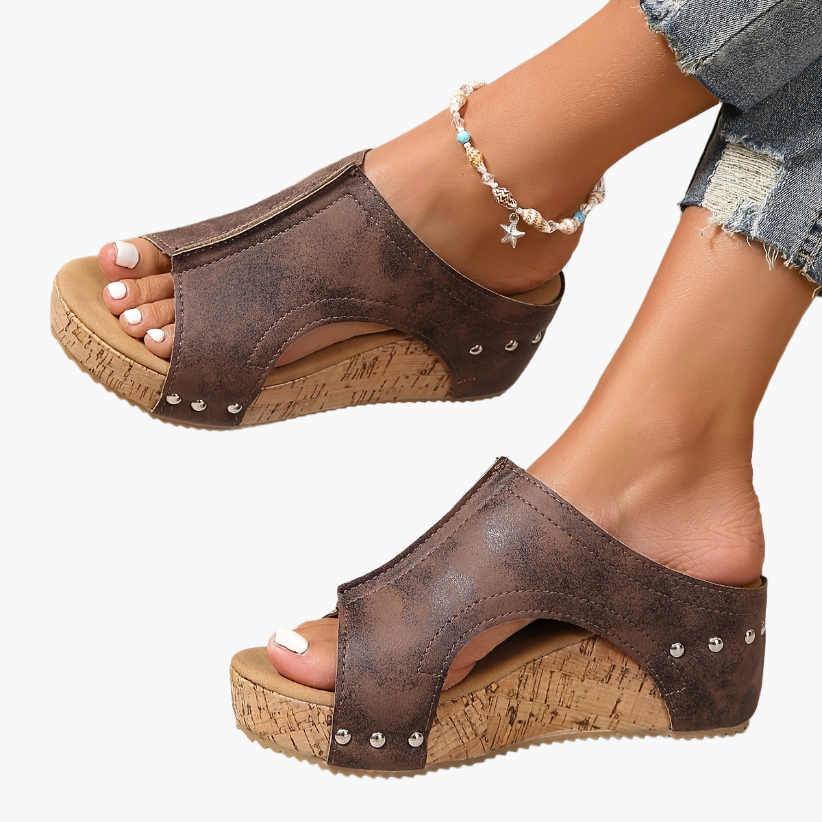 Damen Vintage Plateau Clogs Sandalen mit Keilabsatz – Bequeme Sommerschuhe für Freizeit und Alltag