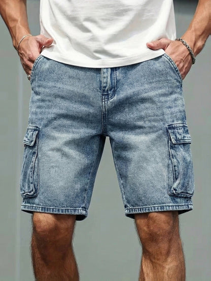 Herren Jeans Cargo-Shorts im Basic-Style für Freizeit und Alltag
