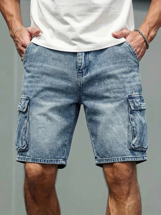 Herren Jeans Cargo-Shorts im Basic-Style für Freizeit und Alltag