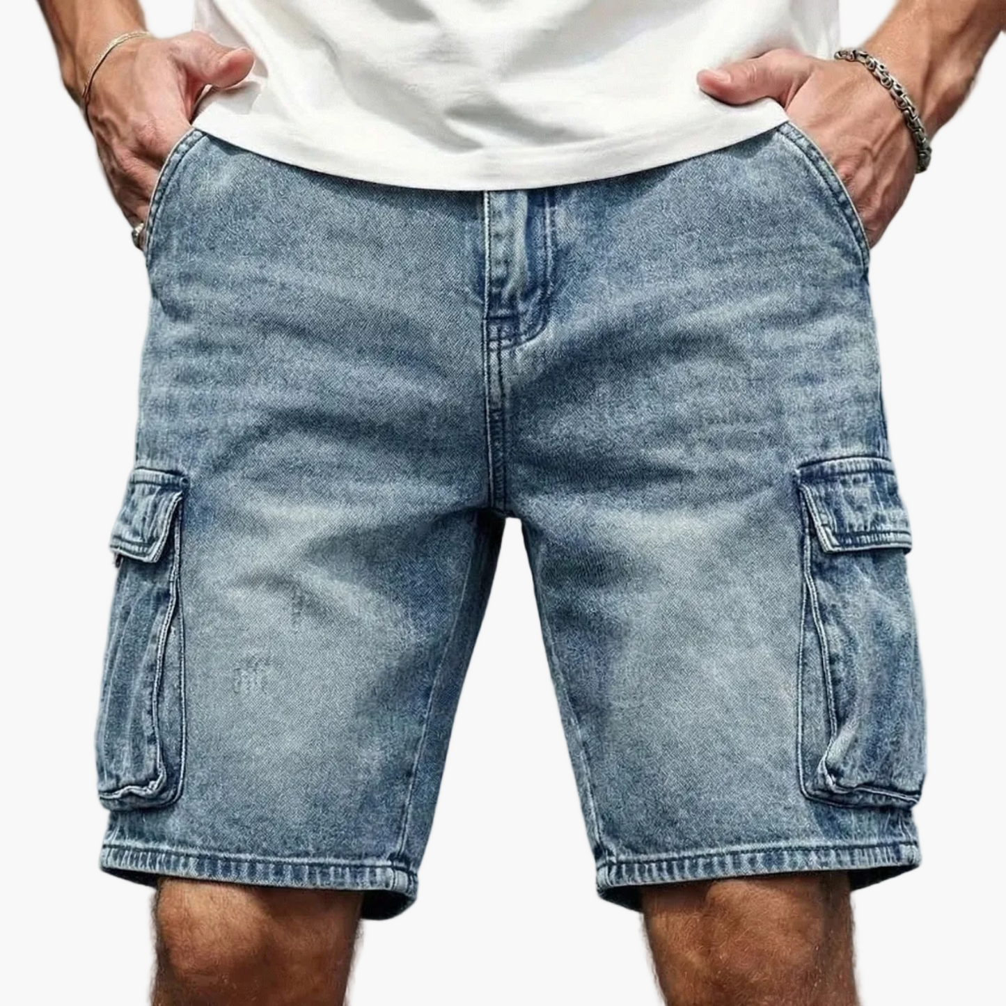 Herren Jeans Cargo-Shorts im Basic-Style für Freizeit und Alltag