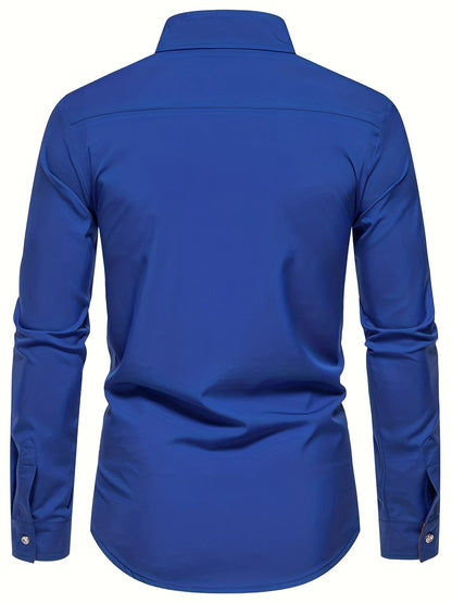 Herren Slim Fit Freizeithemd mit Kontrastdetails – Modernes Business & Casual Hemd, Langarm