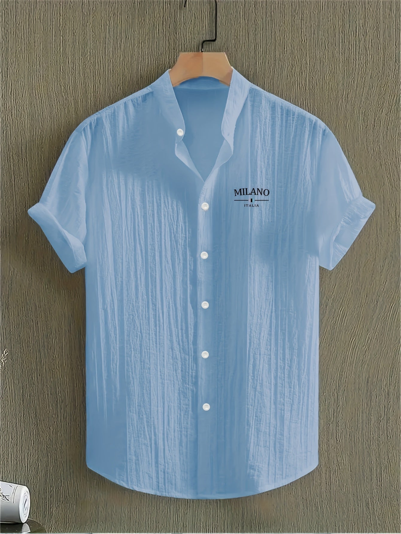 Herren Freizeit Hemd mit Stehkragen und Milano Print – Modernes Sommerhemd für Alltag & Urlaub