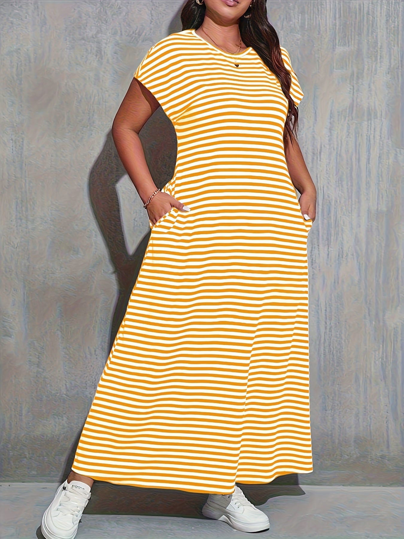 Damen Maxikleid mit Streifen – Lässiger Alltagsstil für Frühling und Sommer