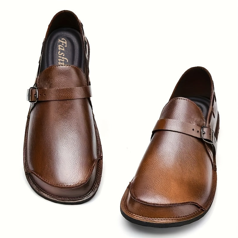 Herren Slip-On Business-Lederloafers mit Schnalle – Elegante Freizeitschuhe für Büro & Alltag
