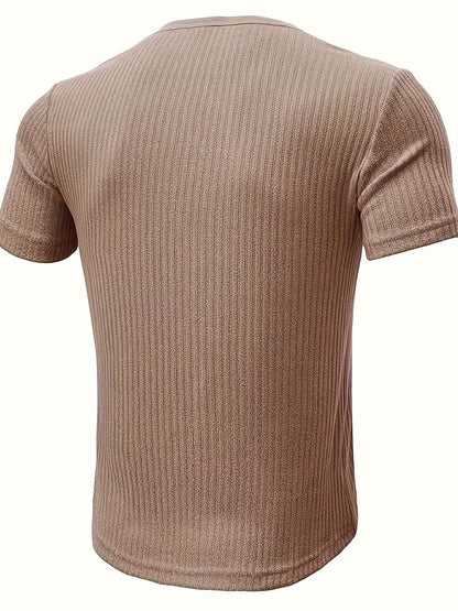 Herren Henley T-Shirt mit Knopfleiste – Lässiges Rippenmuster, Kurzarm, Alltag & Freizeit